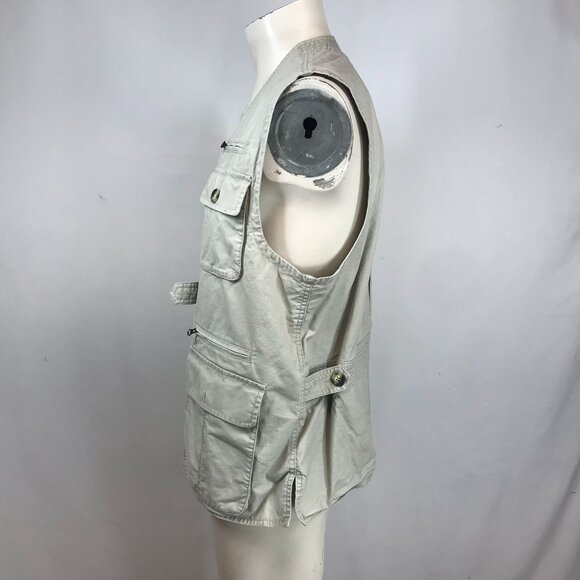 L.L. BEAN - MEN'S MEDIUM -BEIGE SAFARI TRAVEL FISHING PHOTOGRAPHY VEST - Picture 6 of 8